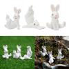 Cartoon Figurines,Handmade Easter Bunnies Figurines Set of 3Pcs Resin Rabbits Statues for Spring Home Decoration and Holiday view 2