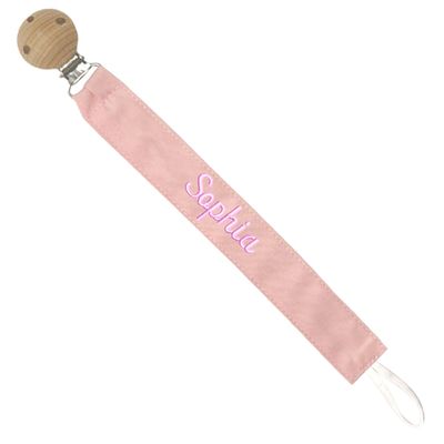 1pc Custom Embroidery Pacifier Clips with Name,Personalized Fabric Pacifier Holder with Wooden Clip for Baby Boy Girl