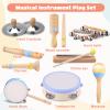 Baby Musical Instruments for Toddlers 13, Montessori Wooden Music Set with Drum Flute Clarinet Bells Cymbals, Toddler Musical Instruments Educational Kids Toys Birthday Gifts for Boys Girls view 2