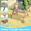 BYLUXA 3-in-1 Kids Outdoor Wooden Sand & Water Table with Adjustable Umbrella & Sink Toys  Convertible Picnic Table, Space-Saving Design for Garden, Backyard & Beach Play (Natural Wood) view 4