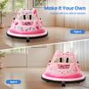 12V Kids Electric Bumper Car for Toddlers  Kiddokidz Ride-On Toy with Parent Remote, 360 Spin, Lights & Sounds, 2 PCS DIY Stickers, 2-Speed, Pink view 2