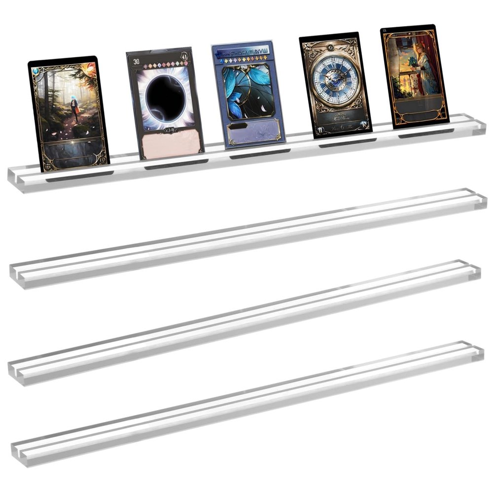 4 Pcs Acrylic Playing Card Stands, 15.7 Inch Clear Card Holders for Board Games and Trading Cards