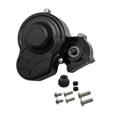 48P All Metal Transmission Gearbox with Motor Gear/Protective Cover for 1/10 RC Rock Crawler Axial SCX10 9028 90047 Truck(Black)