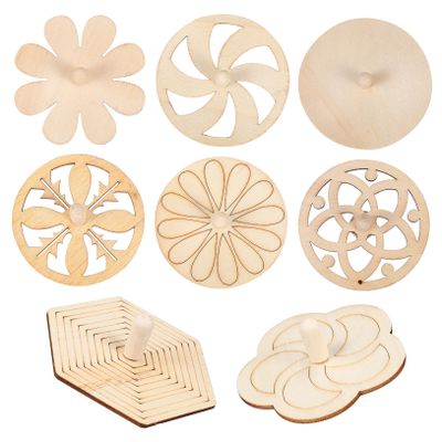 DOITOOL 8pcs Wooden Gyro Unfinished Spinning Tops for Creative Play DIY Fun and Educational Development for Leisure Activities and