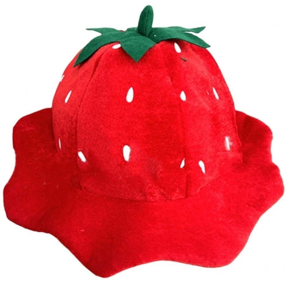pp supm Plush Strawberry Party Hat for Kids Cartoon Fruit Hat Headgear Funny Cosplay Hat for Christmas Carnivals Halloween Headgear Photo Props
