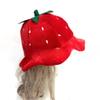 pp supm Plush Strawberry Party Hat for Kids Cartoon Fruit Hat Headgear Funny Cosplay Hat for Christmas Carnivals Halloween Headgear Photo Props view 2