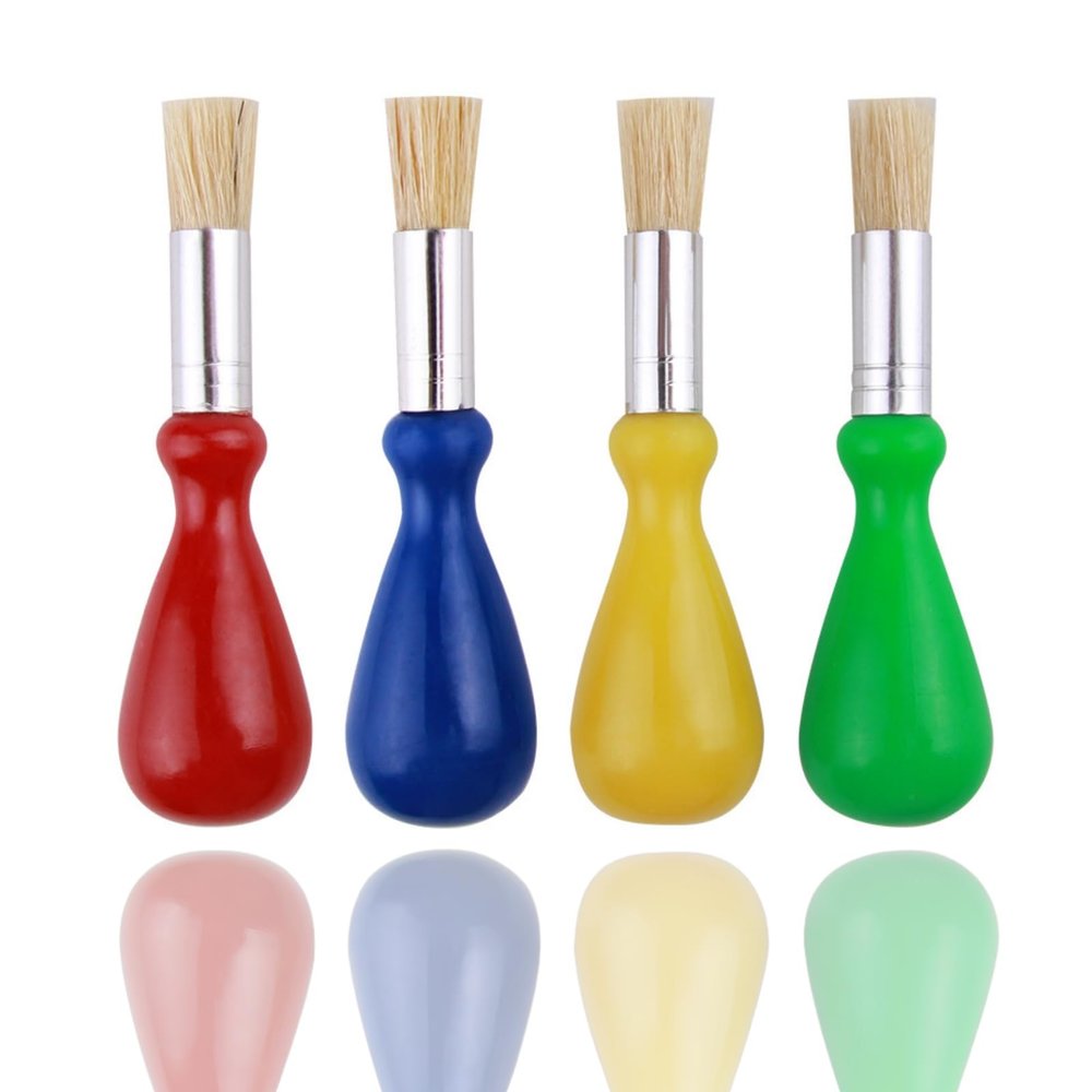 4 PCS Toddler Paint Brushes Chubby Paint Brushes Easy Grip Paintbrushes for Toddlers Ages 1-3 2-4 Years Large Preschool Kids Encourages Writing Drawing Creativity