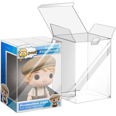 8 Pack Clear Protectors Case Compatible with Funko, 4" Pop Figures Case Protectors, 0.38mm Crystal Clear Display Cases for Collectibles with Locking Tab