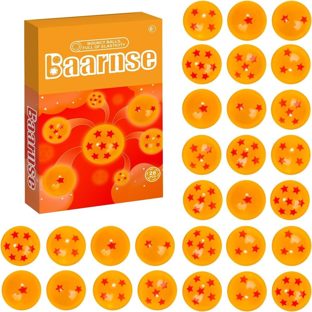 28PCS Anime Bouncy Balls, 7 Red Stars Bouncing Ball 27mm Bounce Balls Party Favors, Easter Bag FillingHalloween, Christmas
