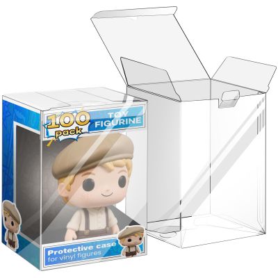 100 Pack Clear Protectors Case Compatible with Funko, 4" Pop Figures Case Protectors, 0.38mm Crystal Clear Display Cases for Collectibles with Locking Tab
