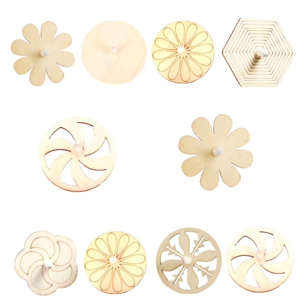 10pcs Wooden Spinning Kids Toddlers DIY Top Unfinished Top