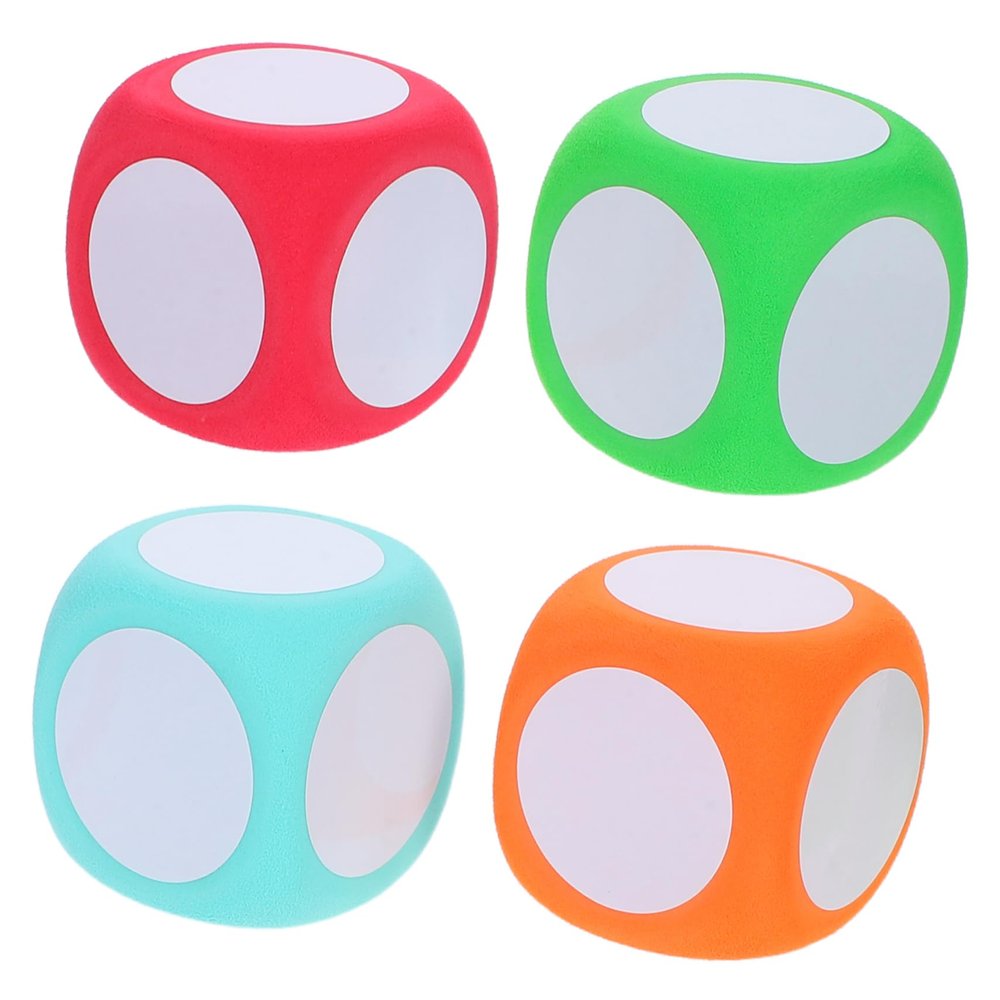 BESTonZON 4pcs Writable Foam Dice for Educators Blank Custom Teaching Dice Erasable Math Activity Cubes Classroom Supplies
