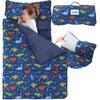 E1F1NN DOT Toddler Nap Mat with Detachable Pillow & Blanket - Soft Plush Minky Fleece Kids Sleeping Bag for Daycare, Preschool & Travel - Portable Roll-Up Design with Carry Handle - Boys Girls Ages 3+ view 1