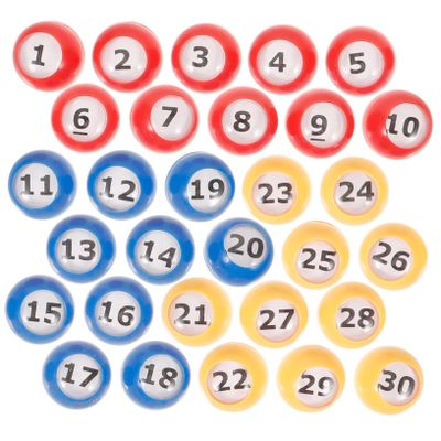 INOOMP 30pcs Colored Raffle Balls for Bingo Games Numbered Replacement Balls for Parties and Events and Reusable Lottery Game Props