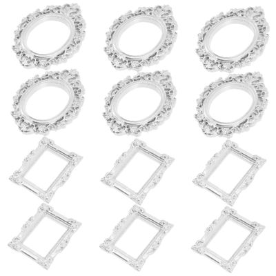 GLEAVI 12Pcs Mini Retro Picture Frames European Style Resin Photo Frames for DIY Crafts Home Decor and Photography for Doll Houses and Collectors