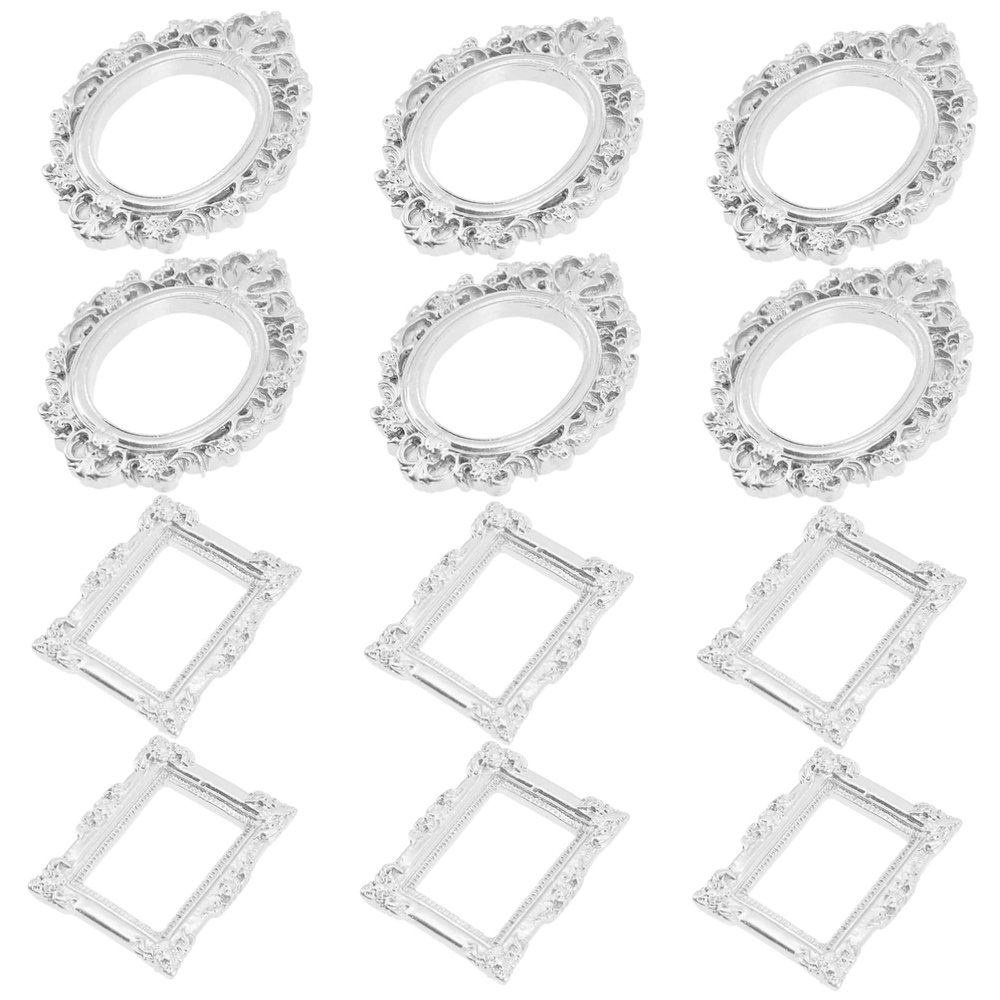 GLEAVI 12Pcs Mini Retro Picture Frames European Style Resin Photo Frames for DIY Crafts Home Decor and Photography for Doll Houses and Collectors