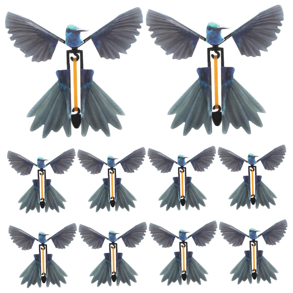 KESYOO 10pcs Wind Up Flying Hummingbird Rubber Band Powered Flying Birds Playthings for Supplies Easy to Use Design Fun Indoor and Outdoor Entertainment
