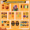 240PCS Bulk Halloween Party Favors - 24 Pack Pre-filled Mini Pumpkin Buckets Set, Non-Candy Treats Toys & Goodie Bags Stuffers for Trick or Treat, Kids' Prizes view 2