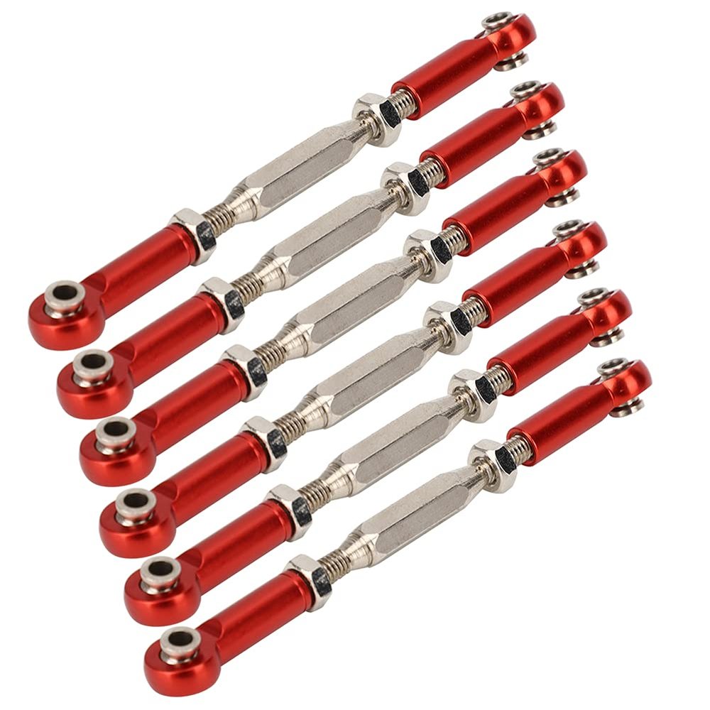 SPYMINNPOO Premium Aluminum Track for RC Car Accessories, Compatible with Redcat EPX HSP ZD Racing HPI Truck Buggy Truggy RC 1/10 Upgrade Parts (6 PCs, 81-96 Mm, 5 Color Options) (Red)
