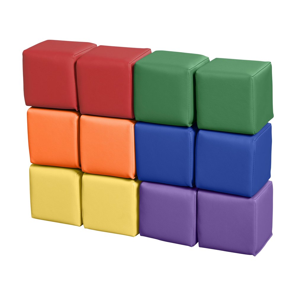 Back2School Express Mosaic Toddler Foam Building Blocks, Stacking Cubes, Assorted, 12-Piece