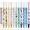 12 Pack Pacifier Clips with Strap 25.5cm - Premium Polyester Baby Pacifier Holder Set, Multi-Design Clips for Boys Girls Multi Color C view 1