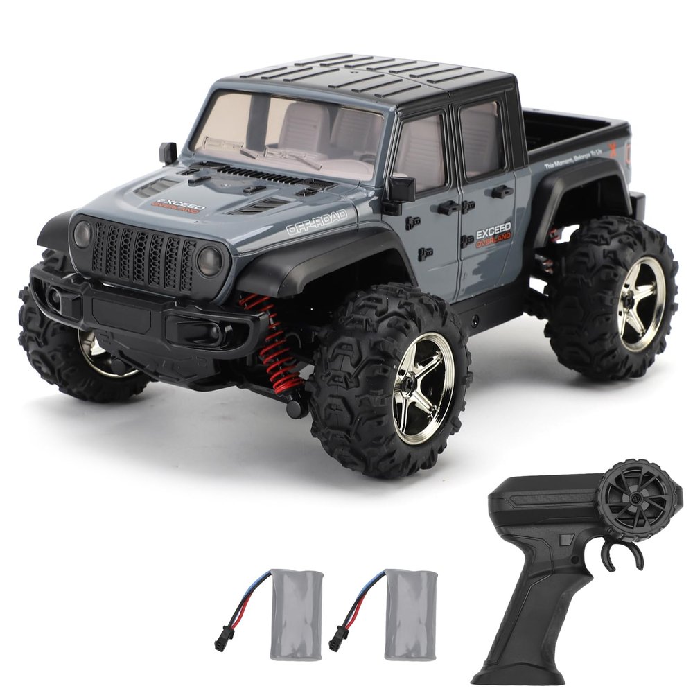 Authticar Remote Control Crawler, 1:20 Scales 2.4GHz High Speed 35KPH Off Road RC Truck Toy, 4 Wheel Driver Electric Off Road Vehicle with LED Headlights for s Teen and Adults (Grey 2 Batteries)