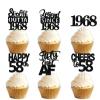 18pcs Black Glitter Dessert Cupcake Pick for Straight Outta 1968 Legend Since 1968 Theme Decor Supplies Men Happy 58th Birthday Party Decoration view 1