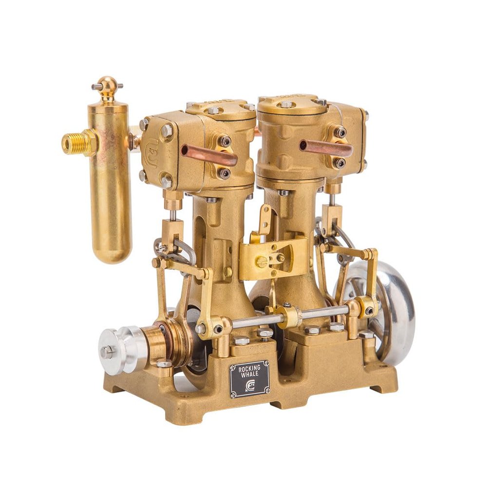 Steam Engine Model That Works, RW-L2 Mini Inline Double Cylinder Reciprocating Steam Engine Model for 70-130cm Steamships, Gift for Adults (Forward and Reverse Rotation/Without Boiler)