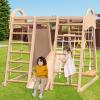 7 in 1 Wooden Jungle Gym Play Gym for Toddlers Kids Ages 4-8, Indoor Outdoor Slide,Climbing, Wall Rope Climber, Rings, Swing, Climbing Playset and Play Structures view 1
