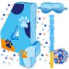16 Inch Number 4 Dog Paw Pinata with 16 Inch Piata Stick Blindfold Confetti for Boy Girl Kids 4th Birthday Party Decorations (4th) view 1