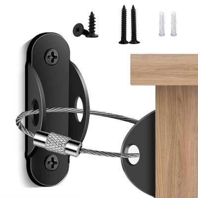 10 Pack Furniture Anchors Black Metal Anti Tip Furniture Wall Anchor kit Prevent Falling Cabinet Earthquake Furniture Straps for Baby Safety Proofing Cabinet