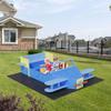 Airplane Wooden Sandbox, Outdoor Sand Box Bottom Liner, Adjustable Height & Rotatable Canopy for Ages 3-8, Spacious Kids Sand Pit for Beach, Patio, Backyard view 1