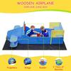 Airplane Wooden Sandbox, Outdoor Sand Box Bottom Liner, Adjustable Height & Rotatable Canopy for Ages 3-8, Spacious Kids Sand Pit for Beach, Patio, Backyard view 2