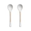 2 Pieces Handmade Ceramic Cute Long Handle Coffee Mixing and Stirring Spoon Rough Ceramic Dessert Spoons(White) view 1