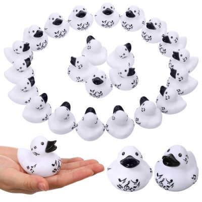 Sotiff 24 Pcs Musical Notes Rubber Ducks Bulk Music Mini Rubber Duckies White Black Ducks for Music Party Decor Birthday Decoration Choir Gift Musical Bridal Shower Supply(White)