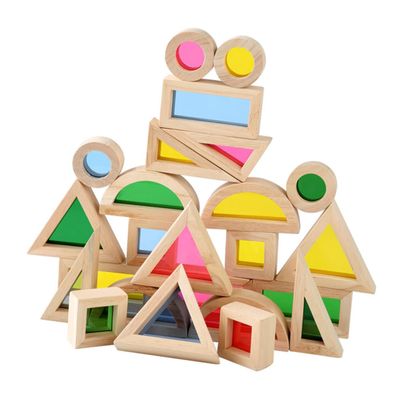 Abaodam 24Pcs Building Blocks Educational Cognitive for Interactive Parent Plaything Safe Wooden Design for Shape and Color Recognition