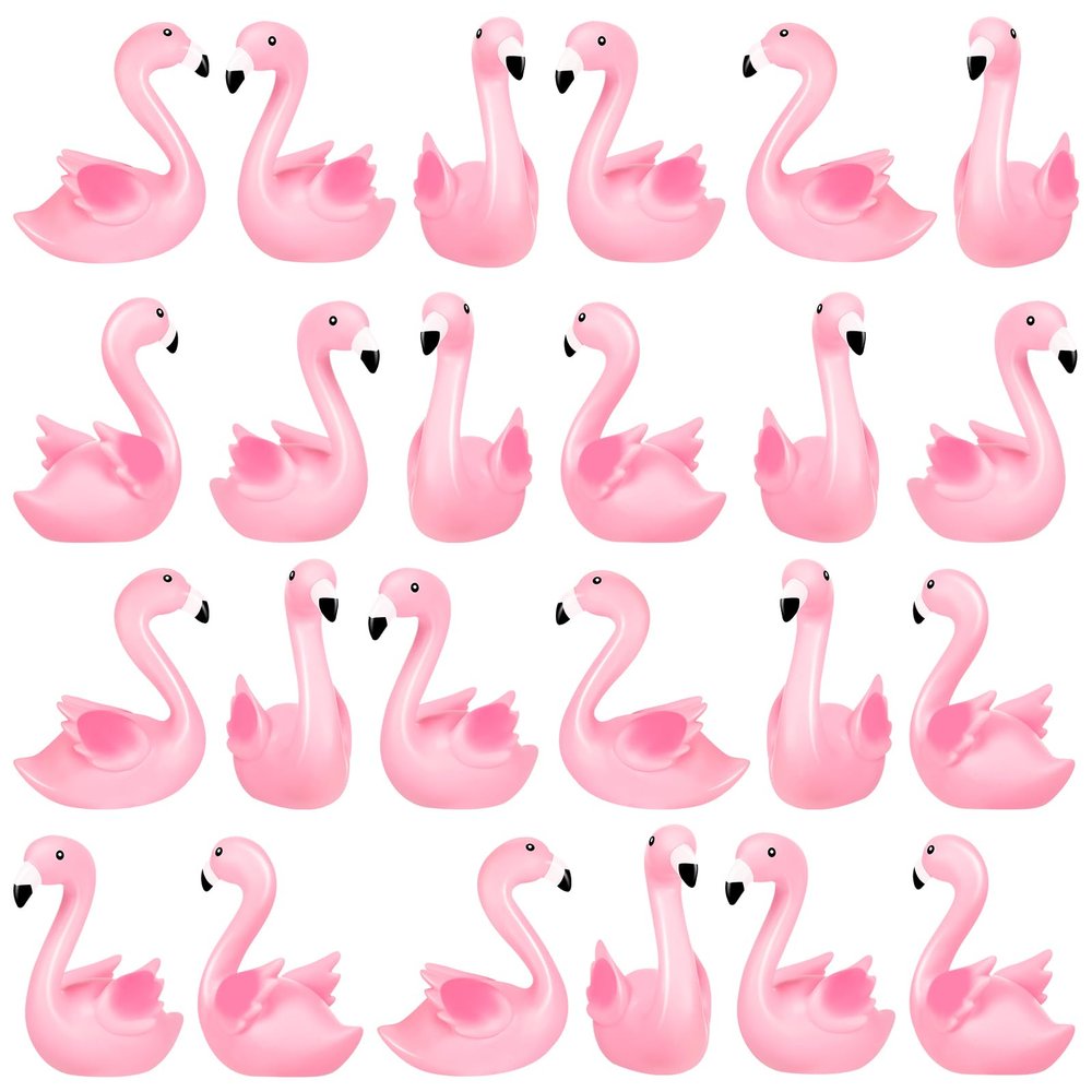 24PCS Flamingo Bath Toys, Pink Flamingo Rubber Duckies, for Kids Small Flamingo Rubber Duck Cake Decorations, Classroom Prizes