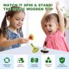 WODI 3PCS Wooden Spinning Tops - Adorable Animal Gyroscope Toys for Toddlers, Safe & Fun Montessori Educational Gift, Fidget Spinner for Kids/Toddlers (#2) view 2