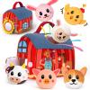 JOYSINTOY Baby Toys 6-12 Months - Soft Barn with Stuffed Farm Animals Toy, Montessori Toys for 6 Months Infant Boys Girls Sensory Gifts with Rattle, Crinkle Paper, Mirror Christmas Stocking Stuffers view 1