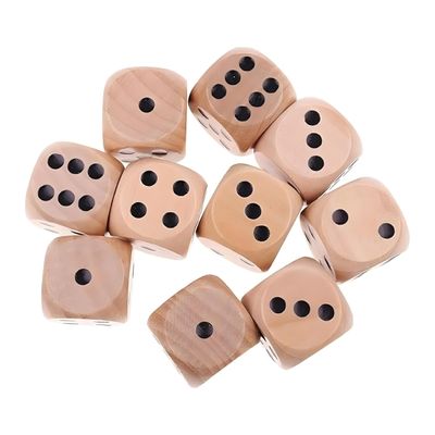 10Pcs Wooden D6 Dice Set, 20mm Round Corner, 6 Sided Gaming Dice for Adults Standard Game Dice