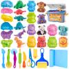 Dough Play Tools Sets for Kids, 22pcs Clay and Dough Accessories for Toddlers with Storage Box, Silicone Mat, Rolling Pins, Safety Scissors, Mini Knife,3D Dino & Animal Molds, Gift for Boys Girls view 1