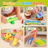 Dough Play Tools Sets for Kids, 22pcs Clay and Dough Accessories for Toddlers with Storage Box, Silicone Mat, Rolling Pins, Safety Scissors, Mini Knife,3D Dino & Animal Molds, Gift for Boys Girls view 2