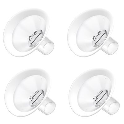 4pc 22mm Oval Flanges Shields Built-in Soft Edges Compatible with Medela/Lansionh Pumps, Replacement Parts for Pump in Style, Symphony, Swing Maxi, Harmony and Personalfit Flex Connector