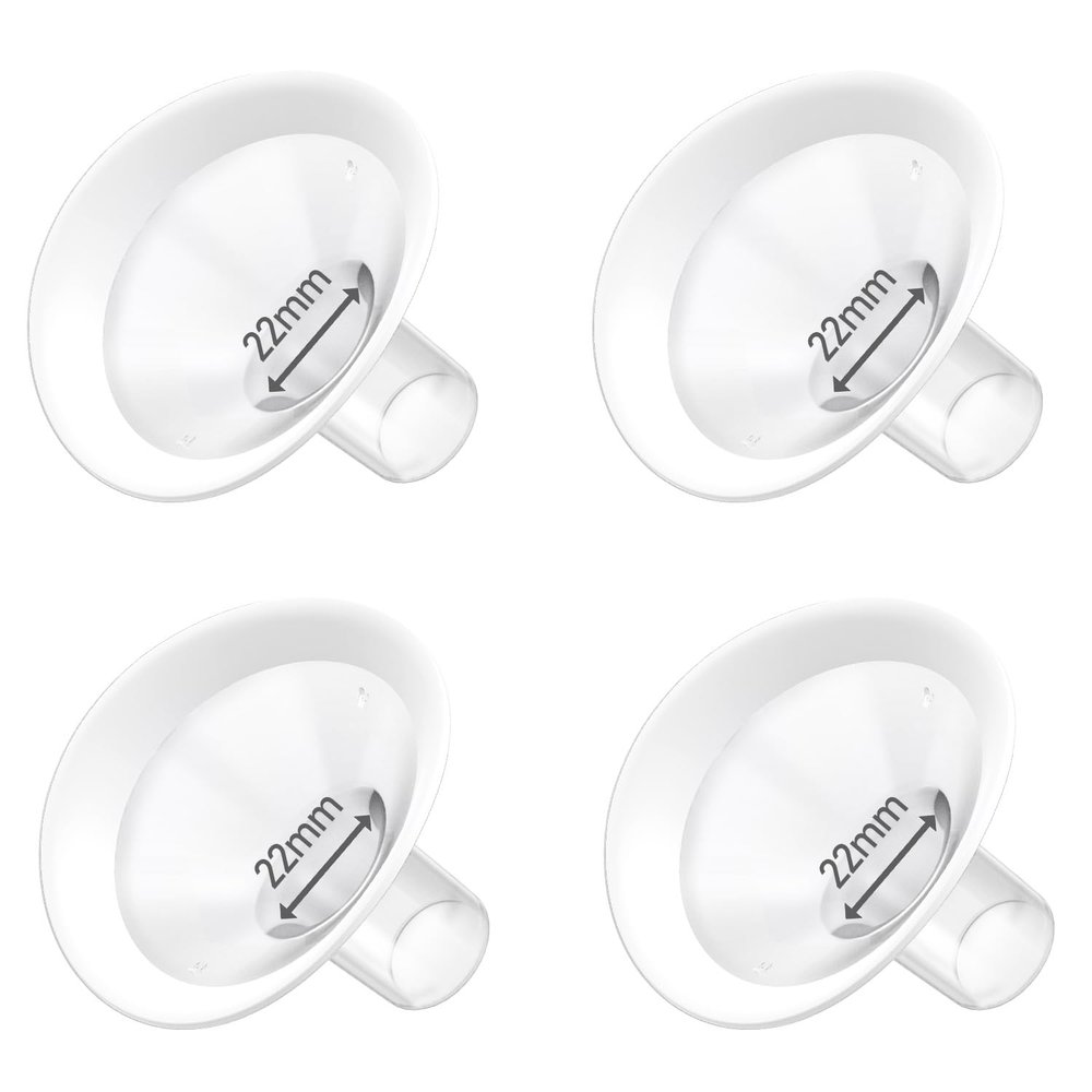 4pc 22mm Oval Flanges Shields Built-in Soft Edges Compatible with Medela/Lansionh Pumps, Replacement Parts for Pump in Style, Symphony, Swing Maxi, Harmony and Personalfit Flex Connector