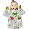 Bolaz Art Smock for Kids Toddlers 4-6 Artist Smocks with Pockets Green Flower Grass Eating Waterproof Apron view 4