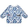 Bolaz Painting Smocks for Kids 2-4 Eating with Pockets Shibori Waves Blue Line Waterproof Toddler Apron view 1