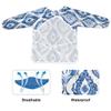 Bolaz Painting Smocks for Kids 2-4 Eating with Pockets Shibori Waves Blue Line Waterproof Toddler Apron view 2