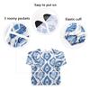 Bolaz Painting Smocks for Kids 2-4 Eating with Pockets Shibori Waves Blue Line Waterproof Toddler Apron view 3