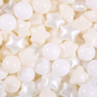 GOGOSO Ball Pit Balls for Toddles Kids Plastic Ballpits Accessories Crush Proof Durable Fun Shape Play Baby Bath Toys,2.15inch 50count Beige+Pearl White+White