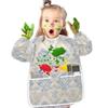 Painting Smocks for Toddlers 4-6 Artist Smocks with Pockets Beige Floral Patterns Eating Waterproof Apron view 4